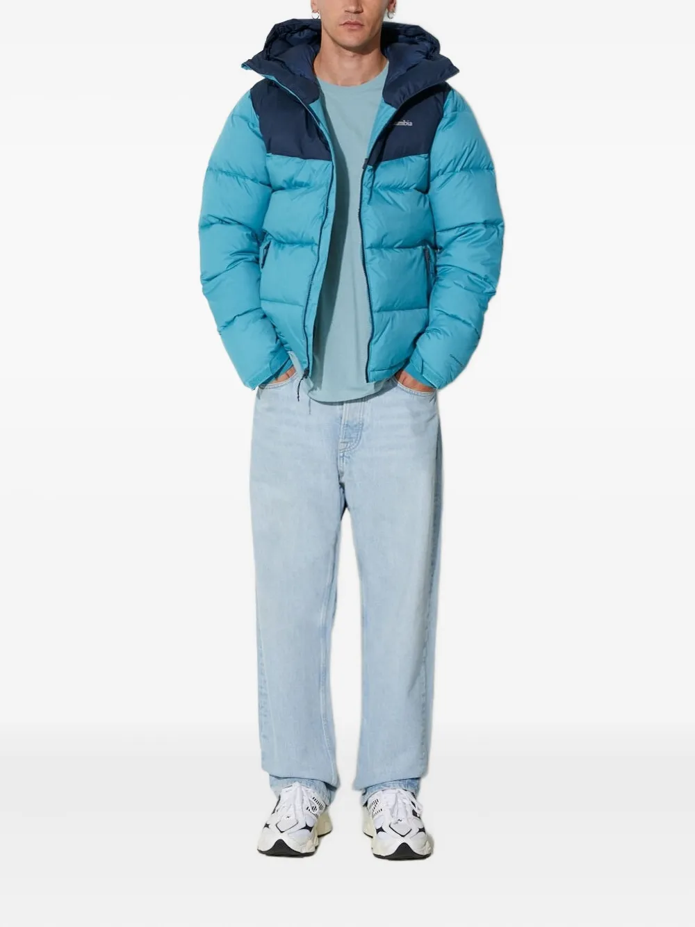 Columbia Iceline Ridge hooded puffer jacket Blauw