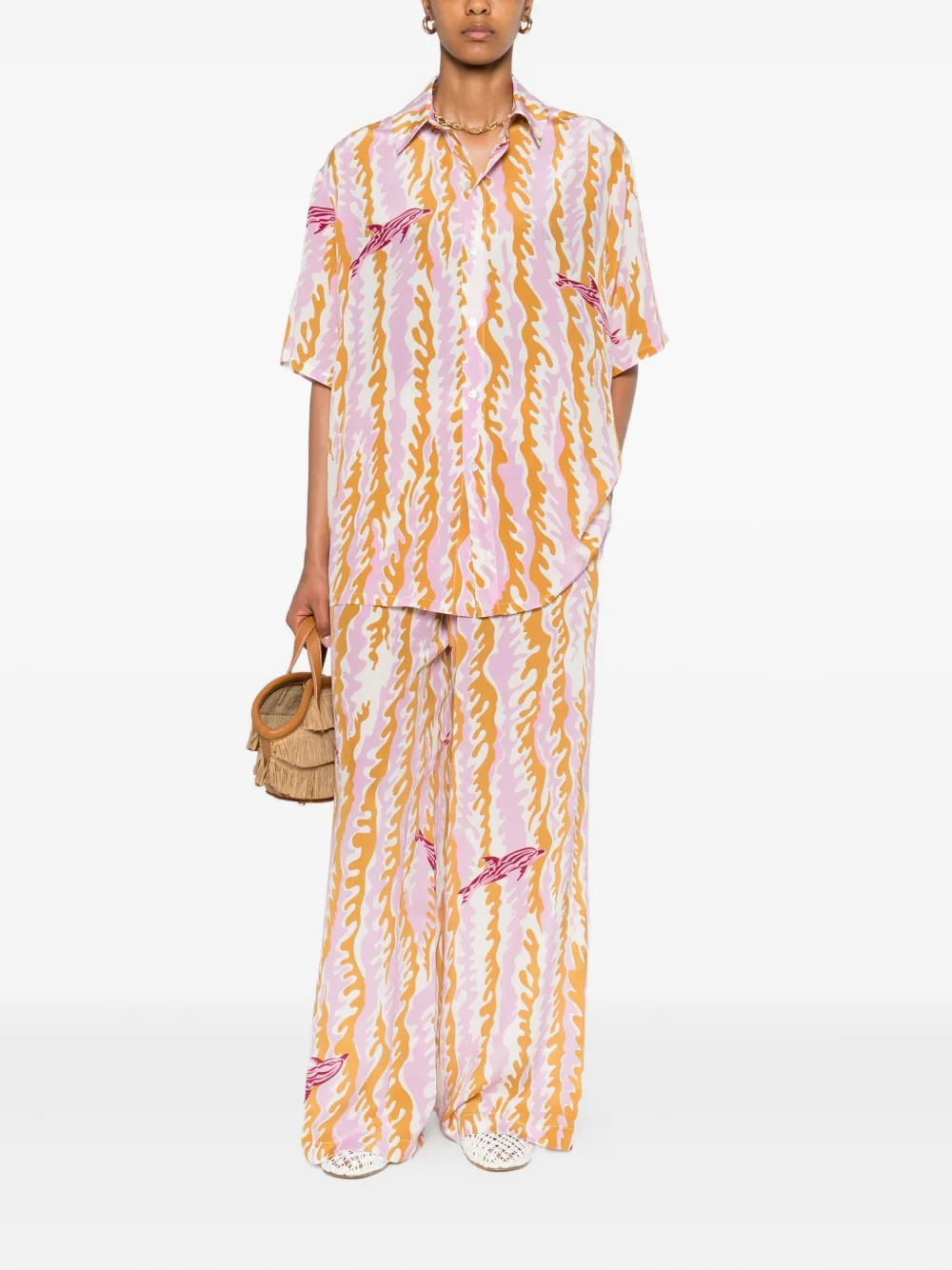 Olivia von Halle wave-print silk trousers | Wide-Leg Pants | Image 2