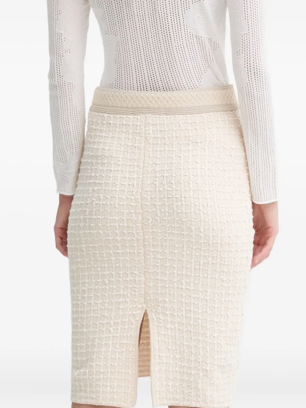 Blugirl Tweed kokerrok met textuur - Beige