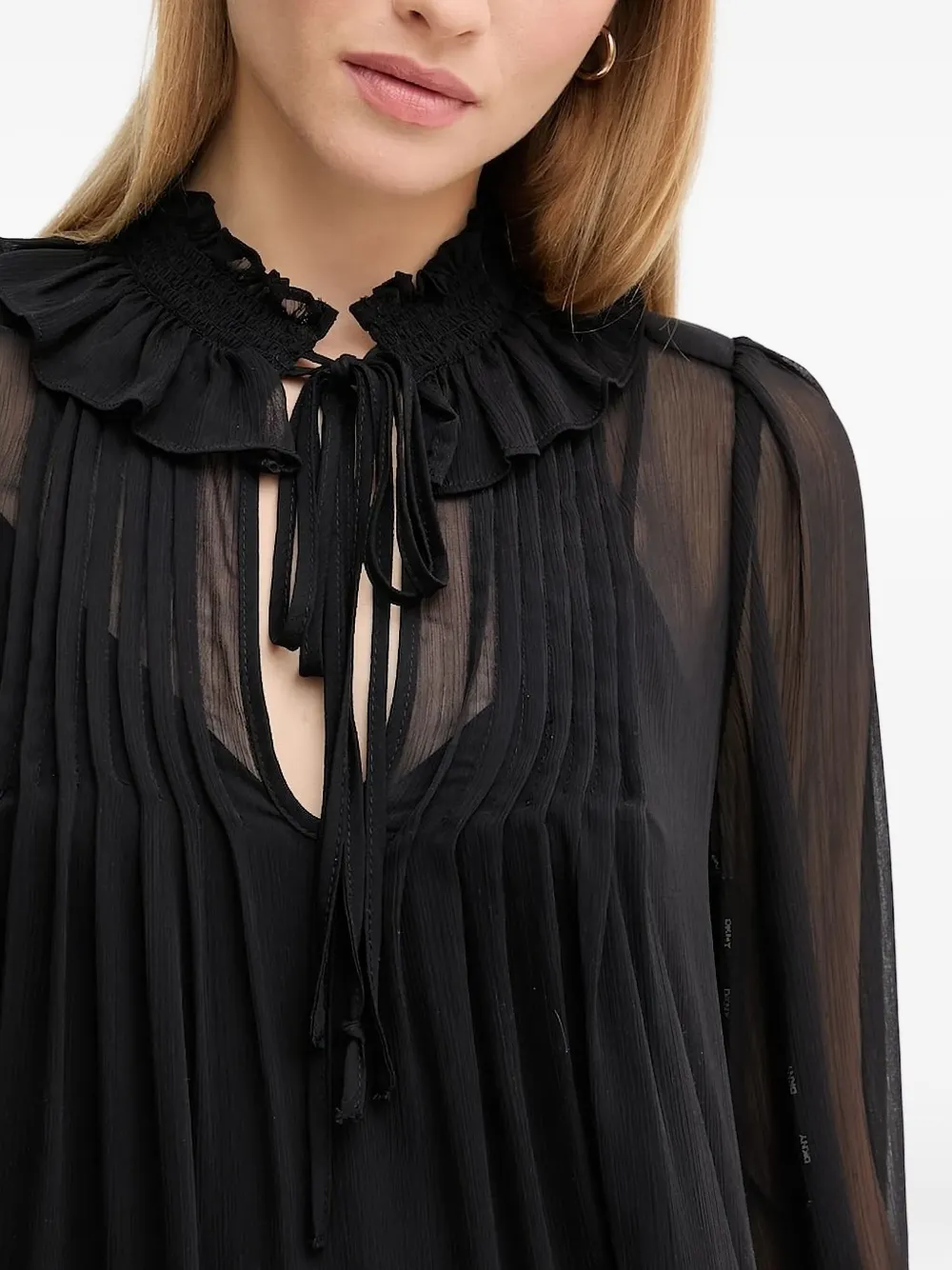 DKNY Geplooide jurk met ruches Zwart