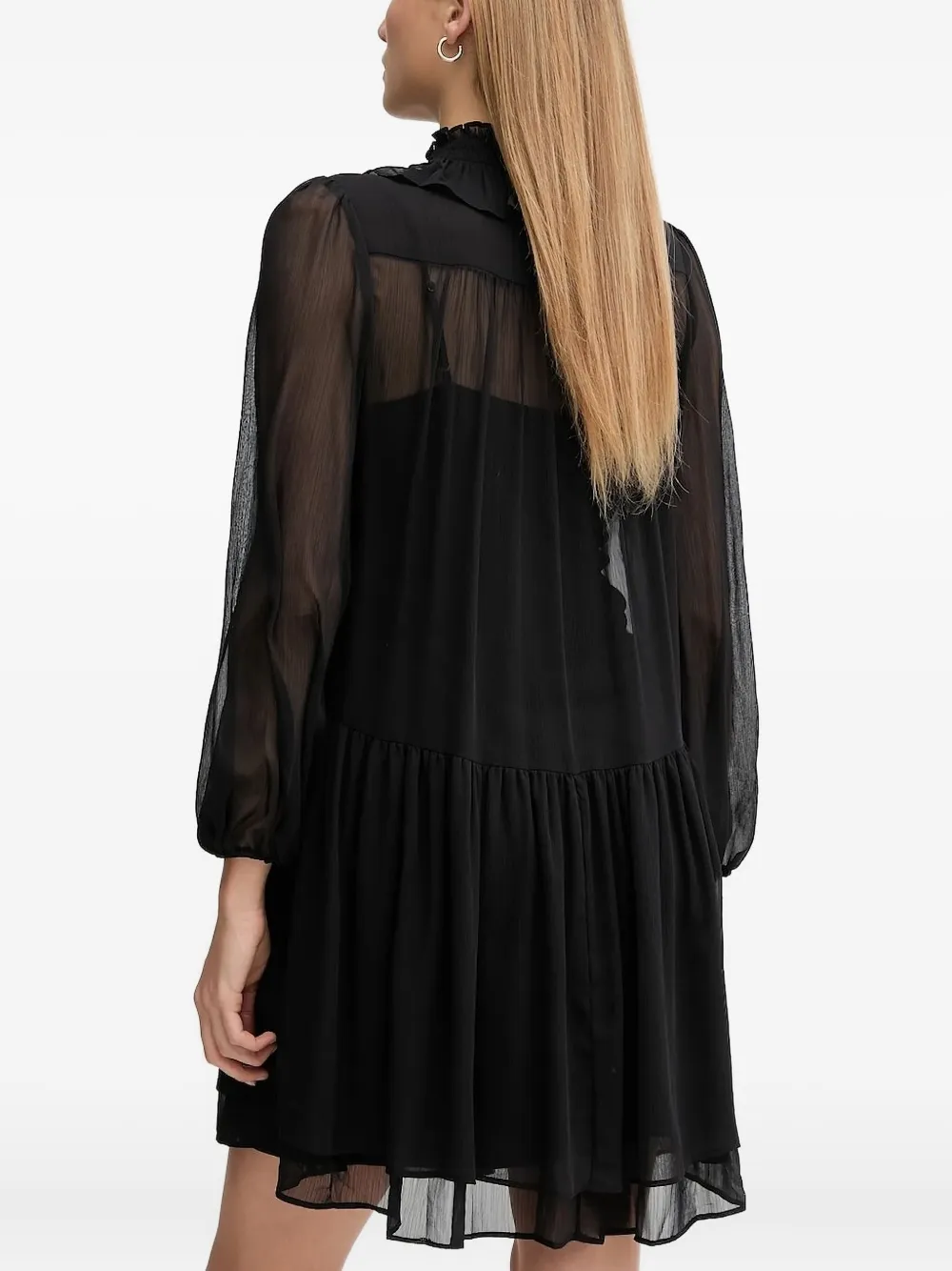 DKNY Geplooide jurk met ruches - Zwart
