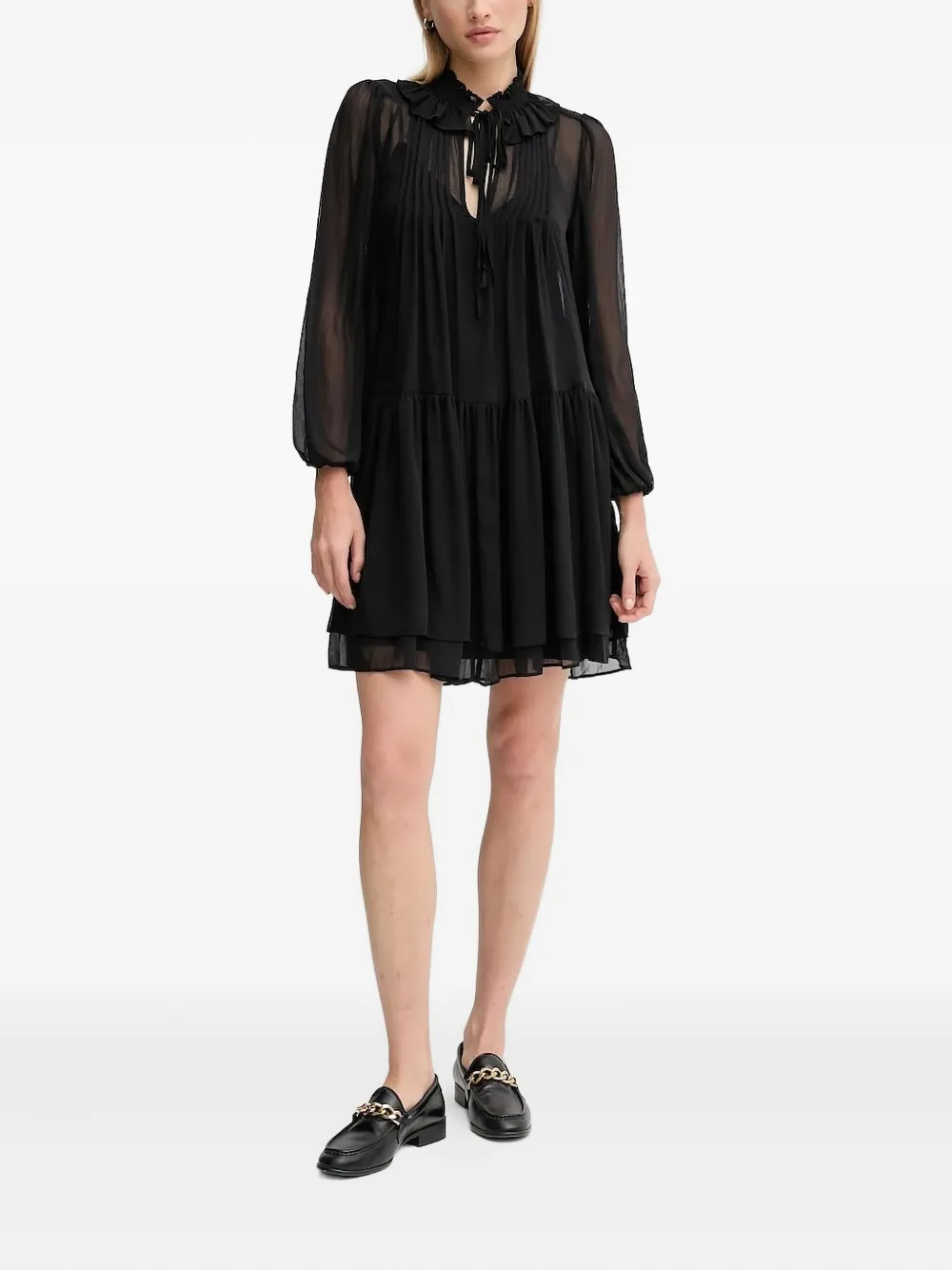 DKNY Geplooide jurk met ruches Zwart