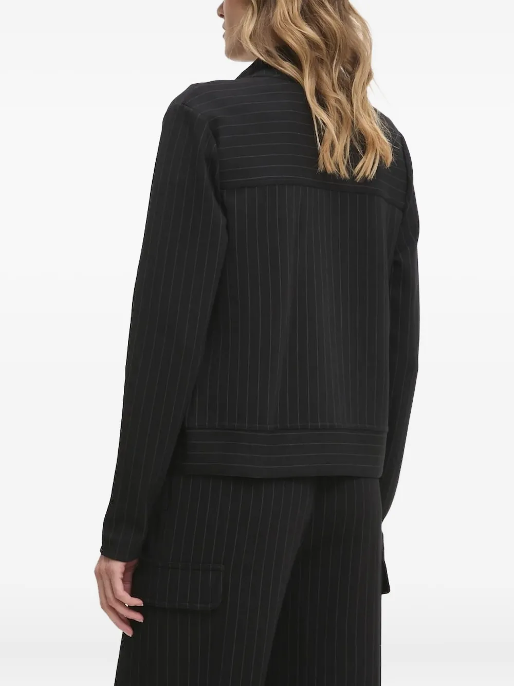 DKNY pinstripe zip-up jacket Zwart