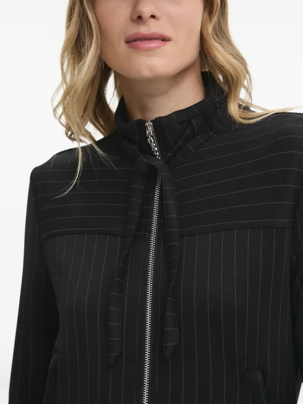 DKNY pinstripe zip-up jacket Zwart