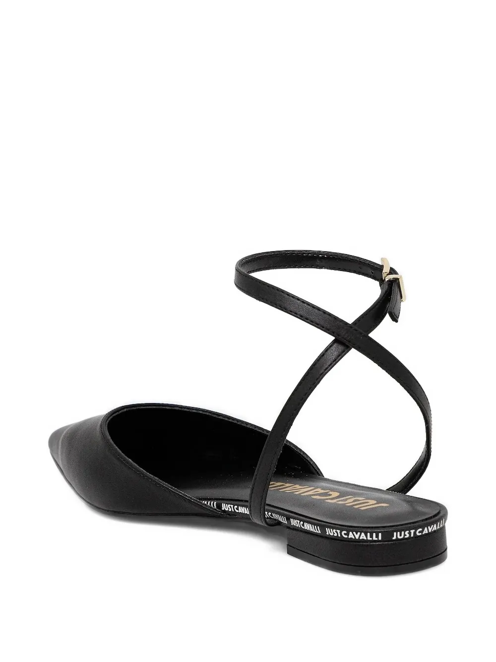 Just Cavalli Ankle-strap Pointed-toe Flats In Black