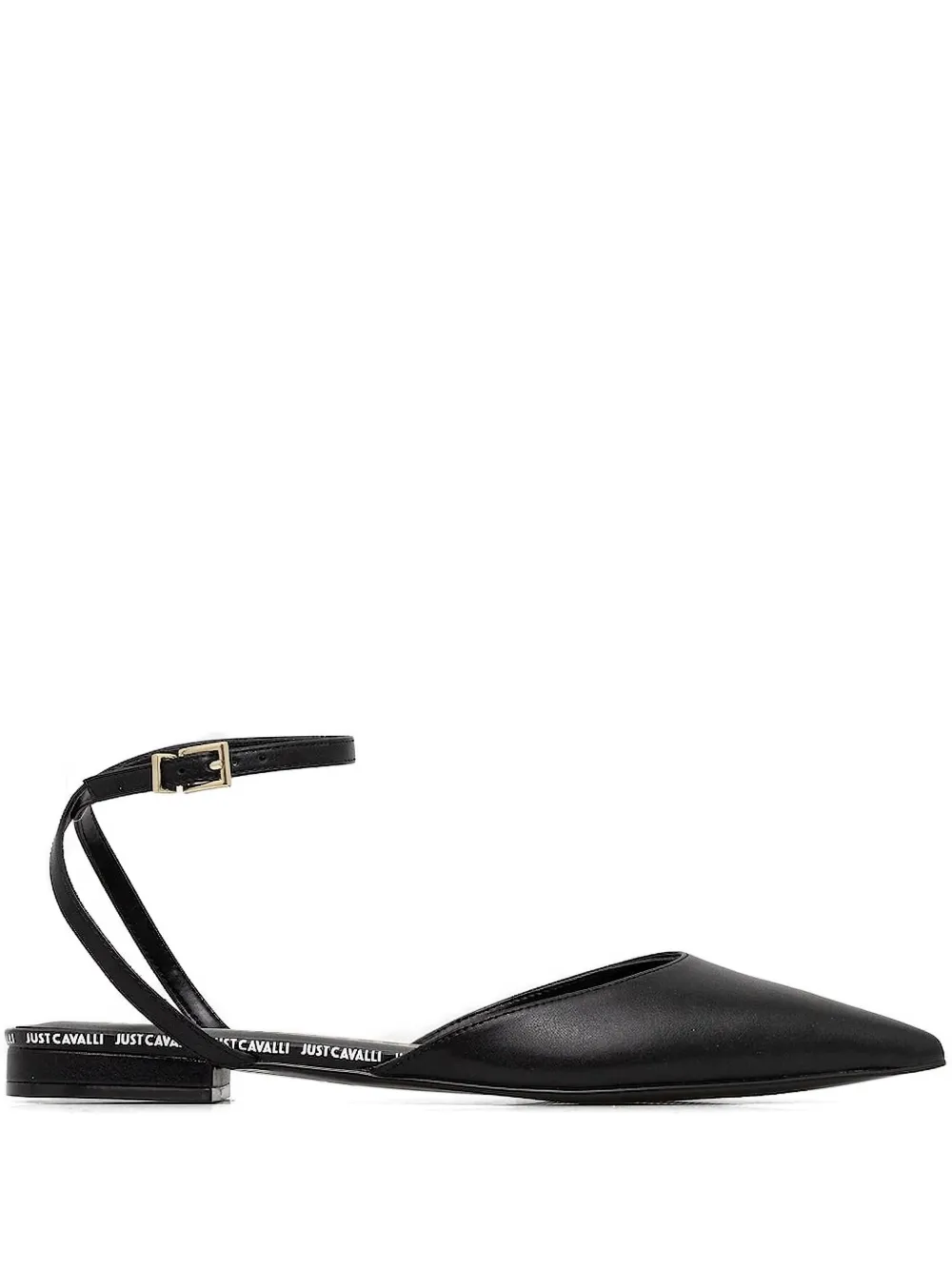 Just Cavalli Ankle-strap Pointed-toe Flats In Black