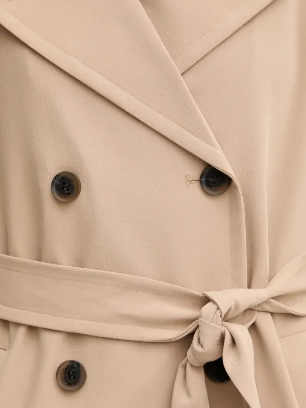 美品✨ DKNY カシミヤ混ダブルブレストベルテッドコート　ブラック　6 ウール混ダブルブレストコート ベルト付き - ブラック | ZARA