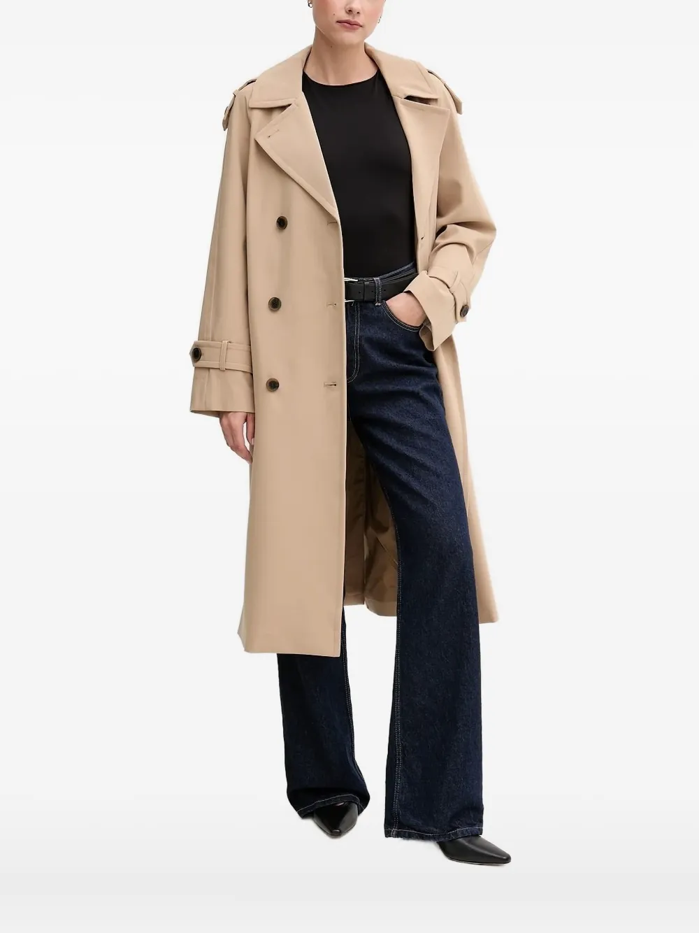 DKNY double-breasted belted trench coat Bruin