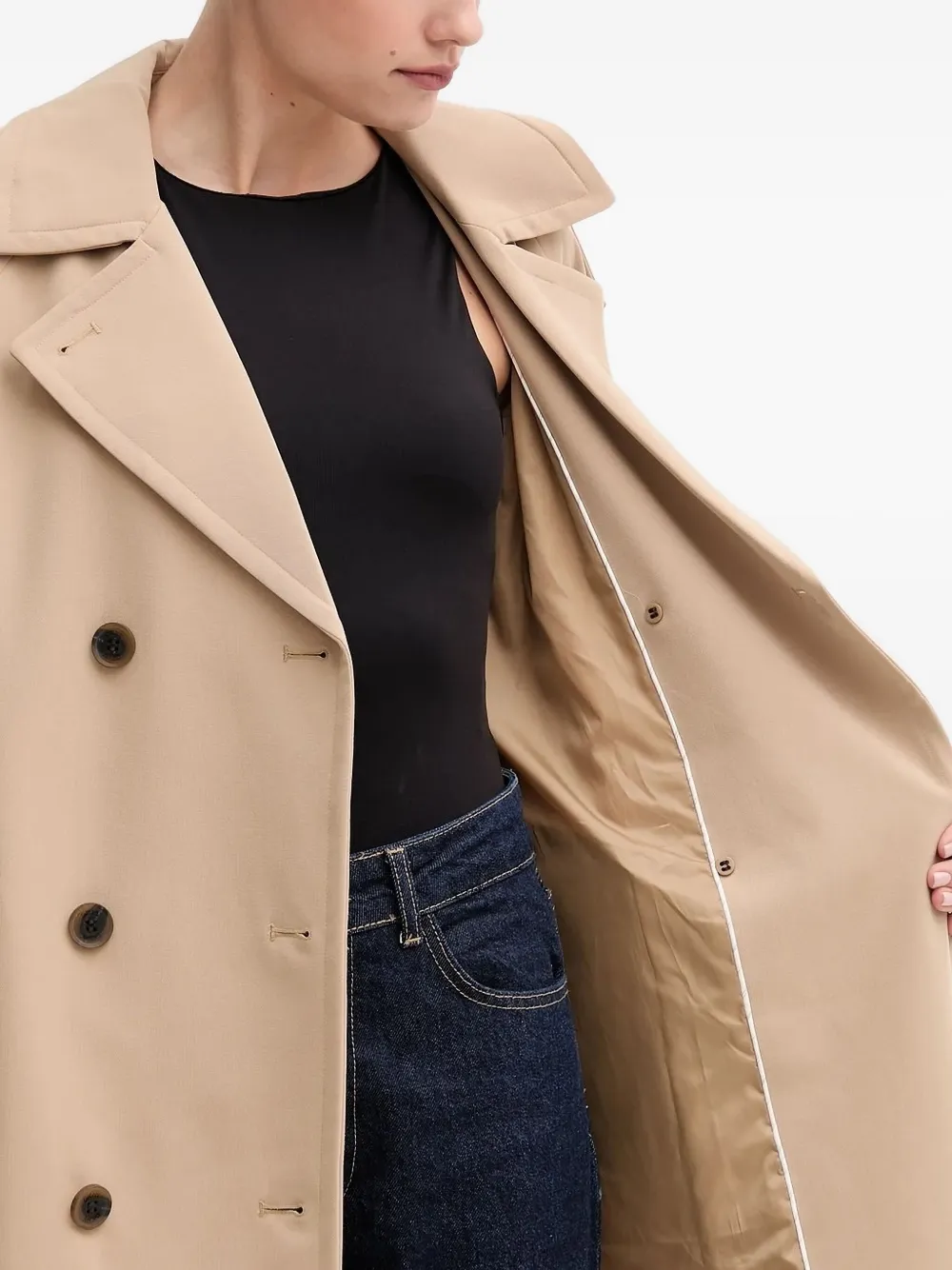 DKNY double-breasted belted trench coat Bruin