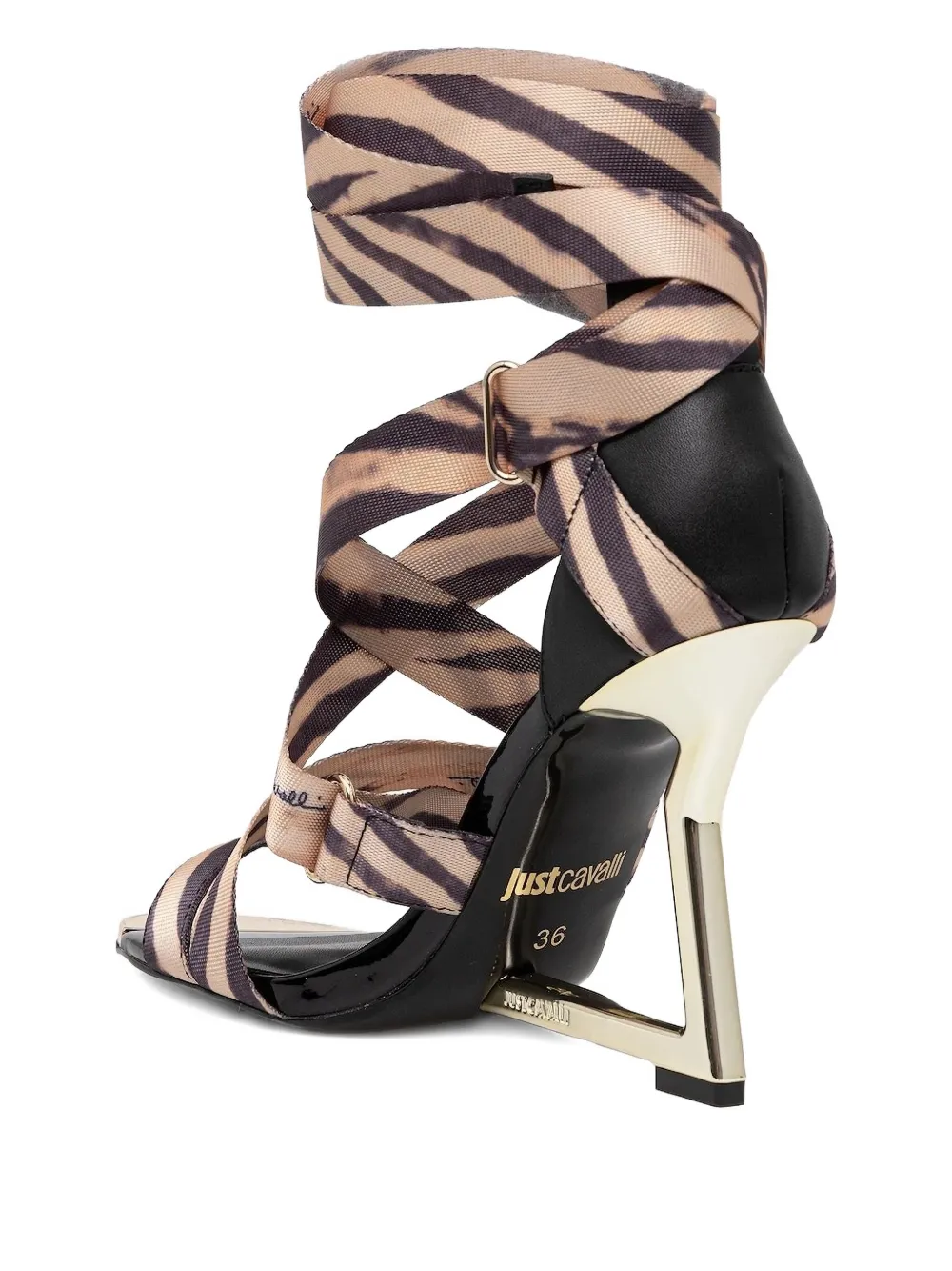 Just Cavalli zebra-print ribbon-tie sandals Neutrals