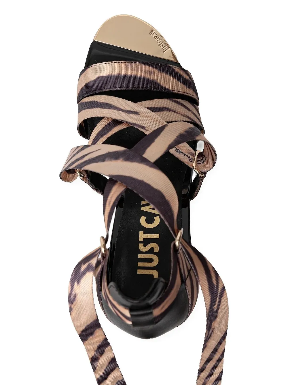 Just Cavalli zebra-print ribbon-tie sandals Neutrals