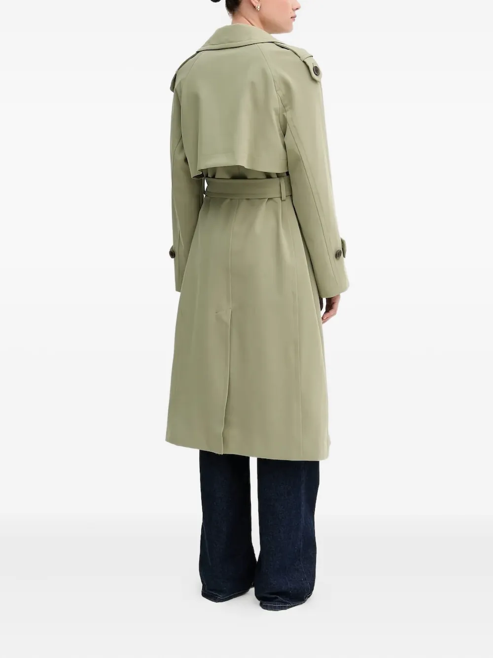 DKNY belted double-breasted trench coat Groen