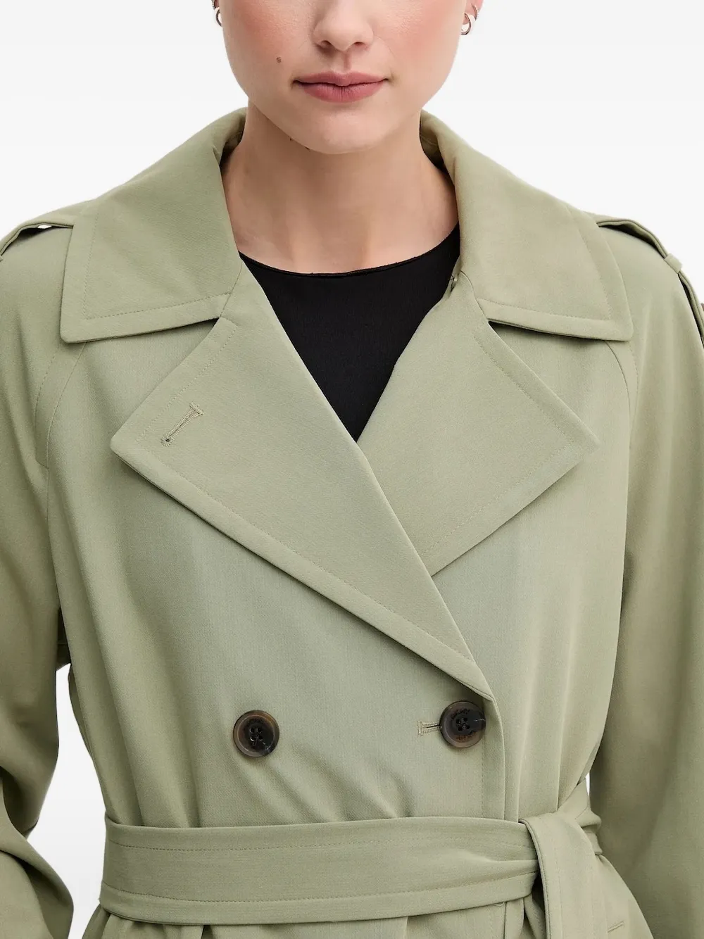 DKNY belted double-breasted trench coat Groen