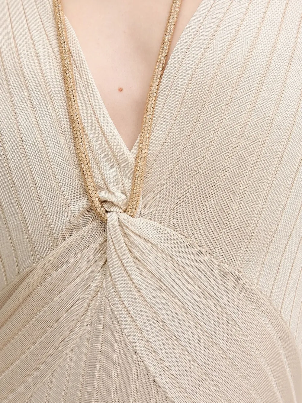 Blugirl Geribbelde maxi-jurk met gedraaide voorkant Beige