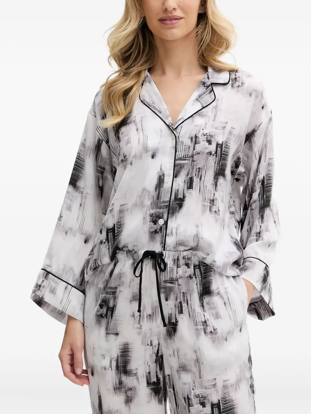Dkny Abstract-print Pyjama Set In Gray