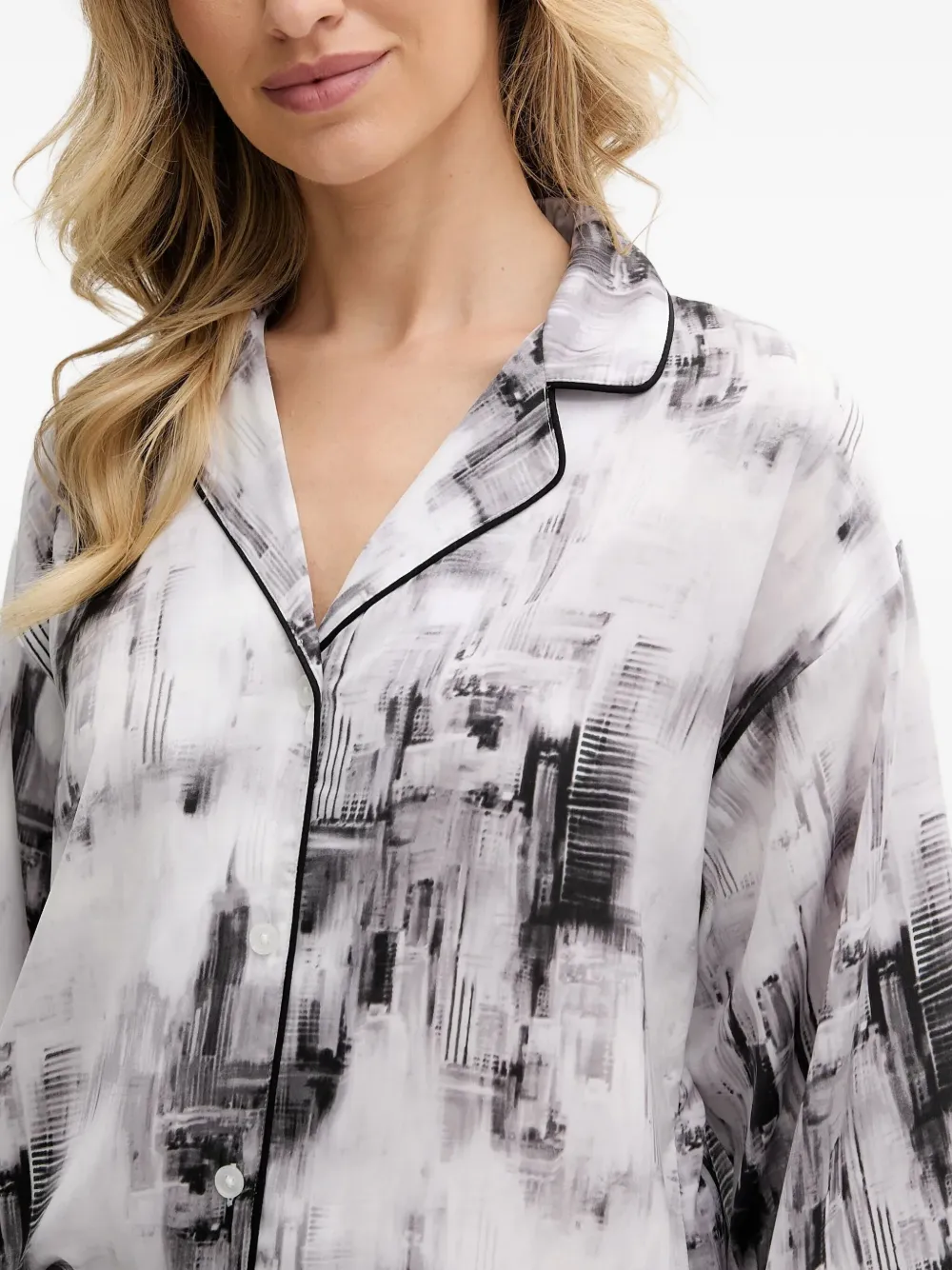 Dkny Abstract-print Pyjama Set In Gray