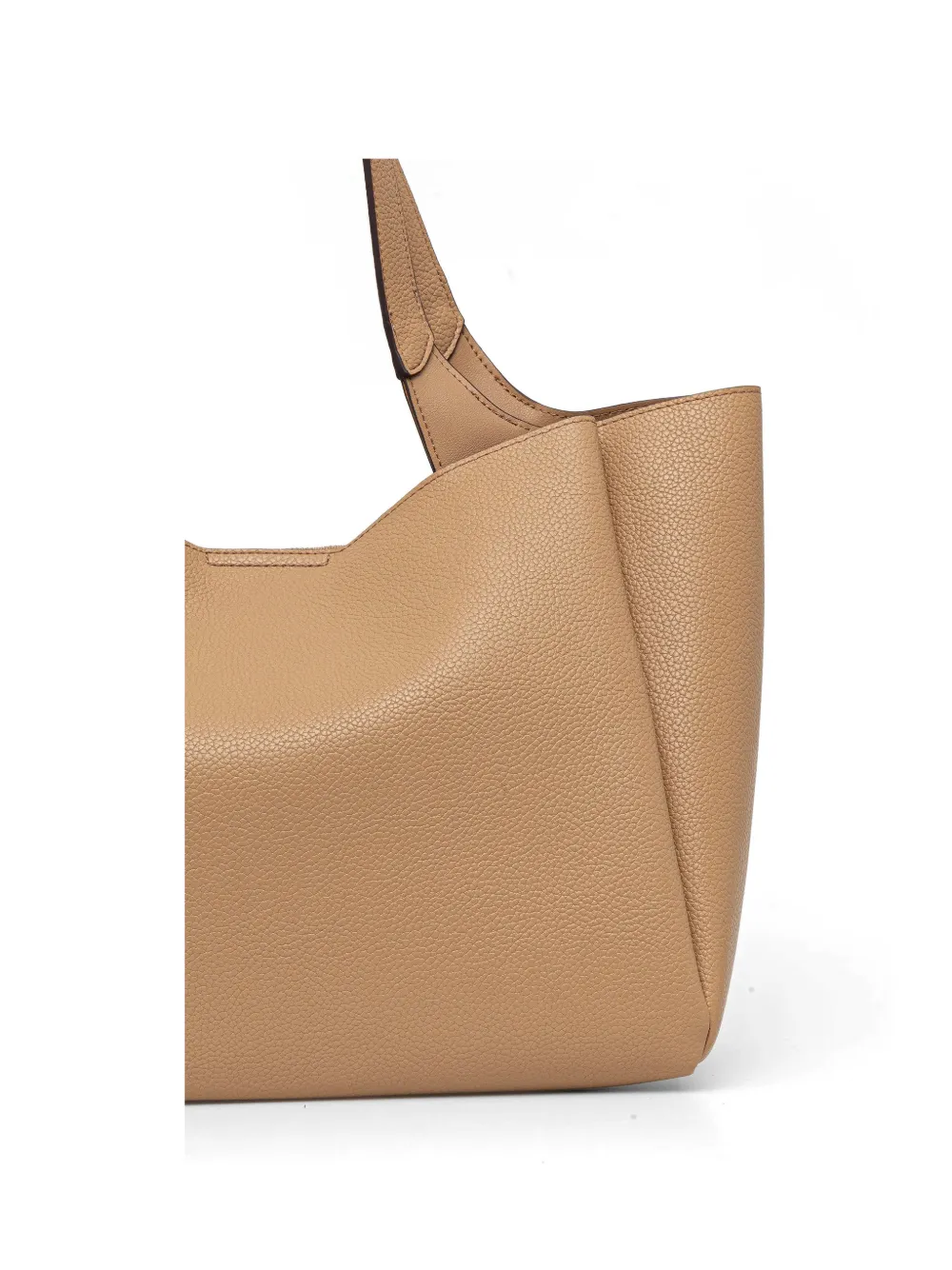 DKNY Leren shopper met logoplakkaat Beige