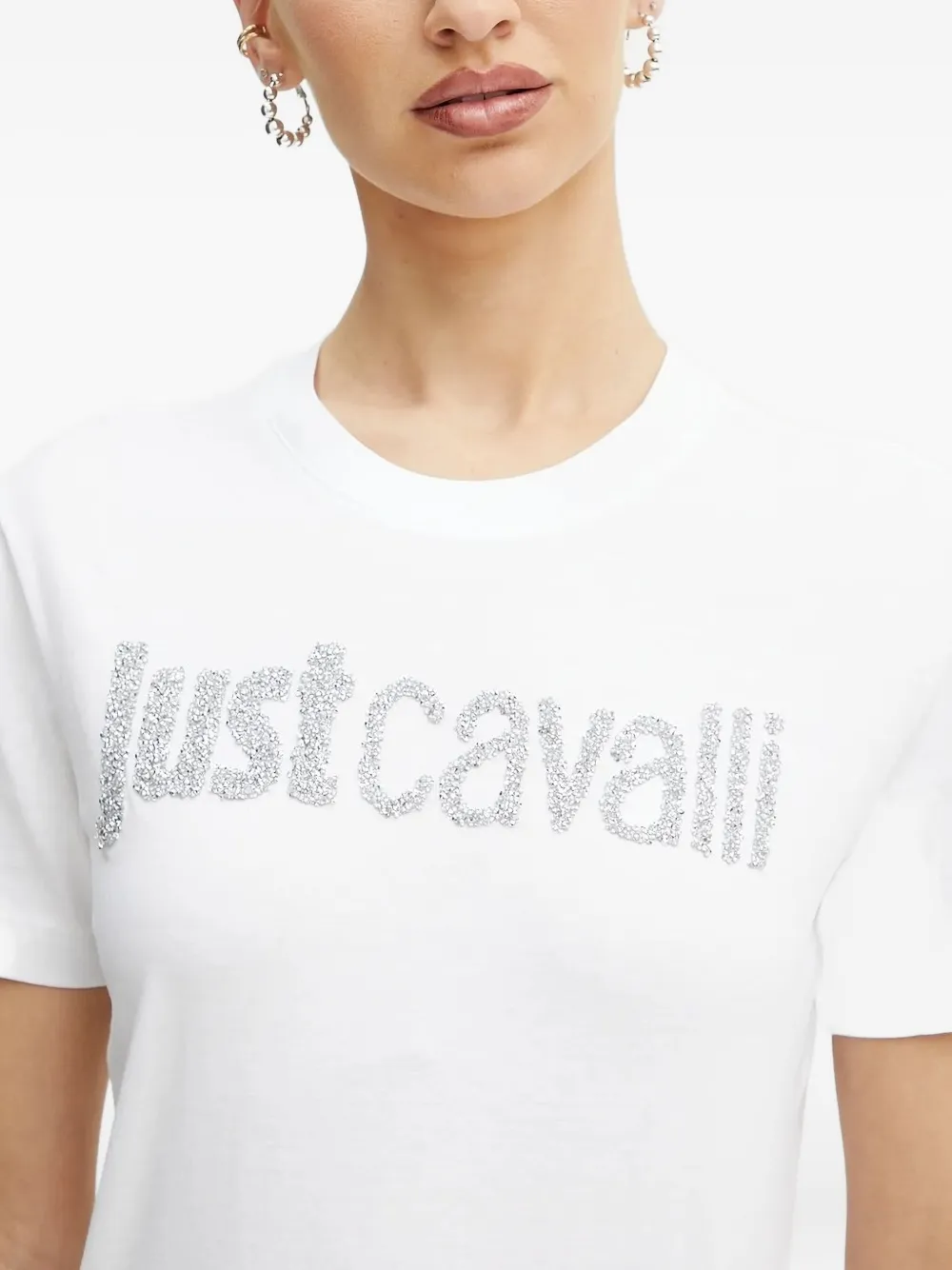 Just Cavalli T-shirt verfraaid met kristallen Wit