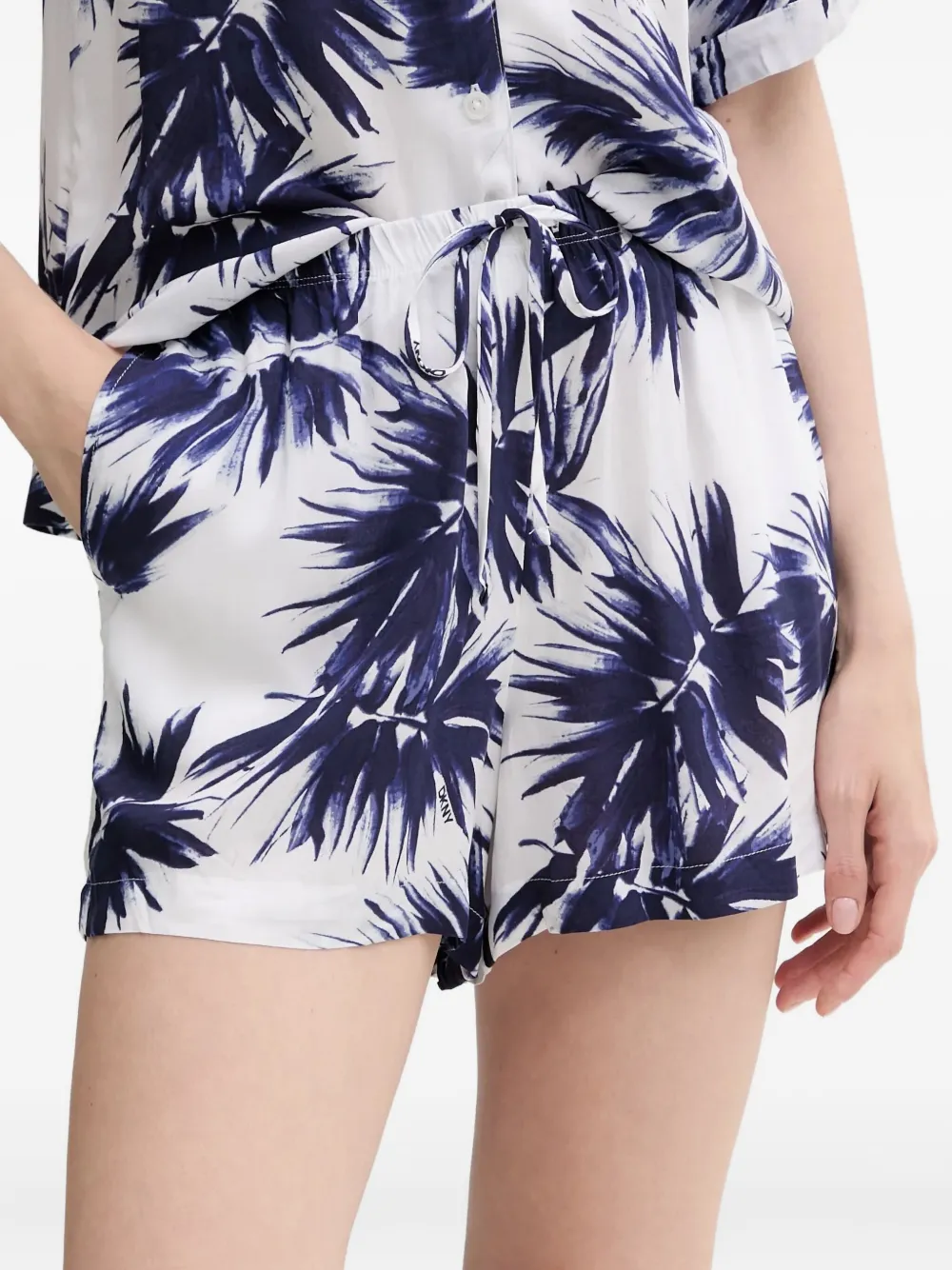 Dkny Leaf-print Pajama Set In Blue