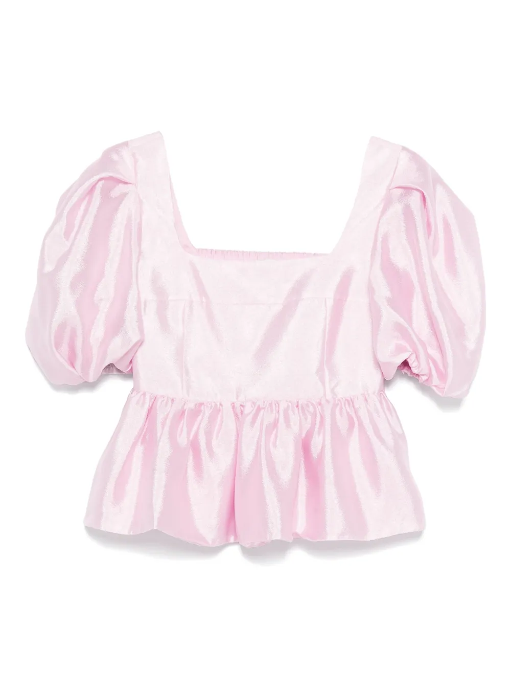 Stine Goya puff-sleeve peplum top Roze