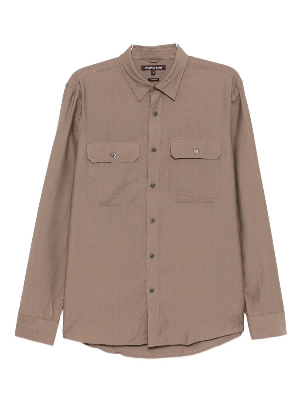 Michael Kors Crepe Classic Fit Shirt In Brown