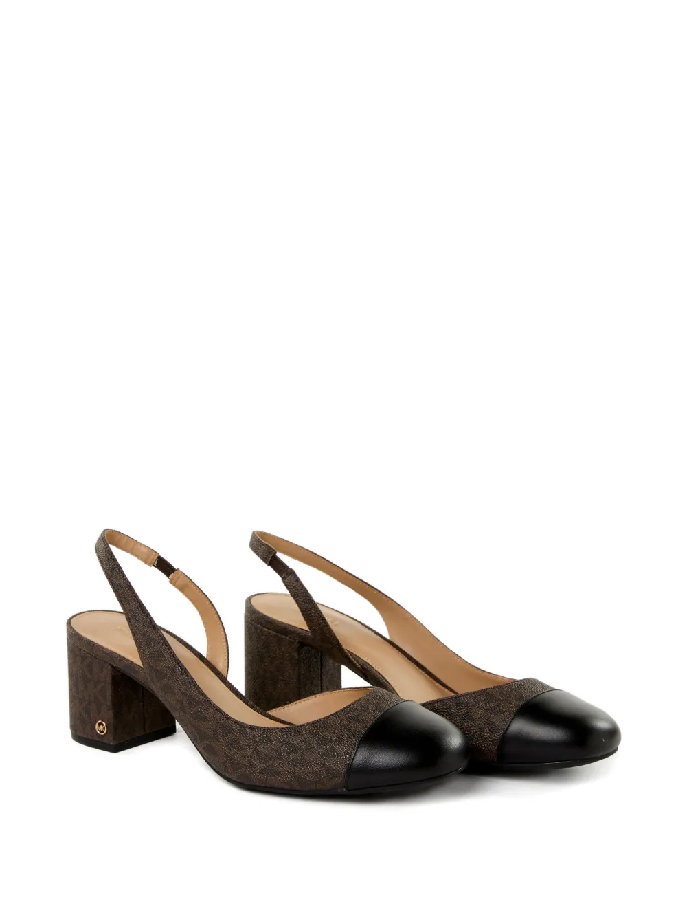 Michael Kors 57mm monogram slingback pumps Brown