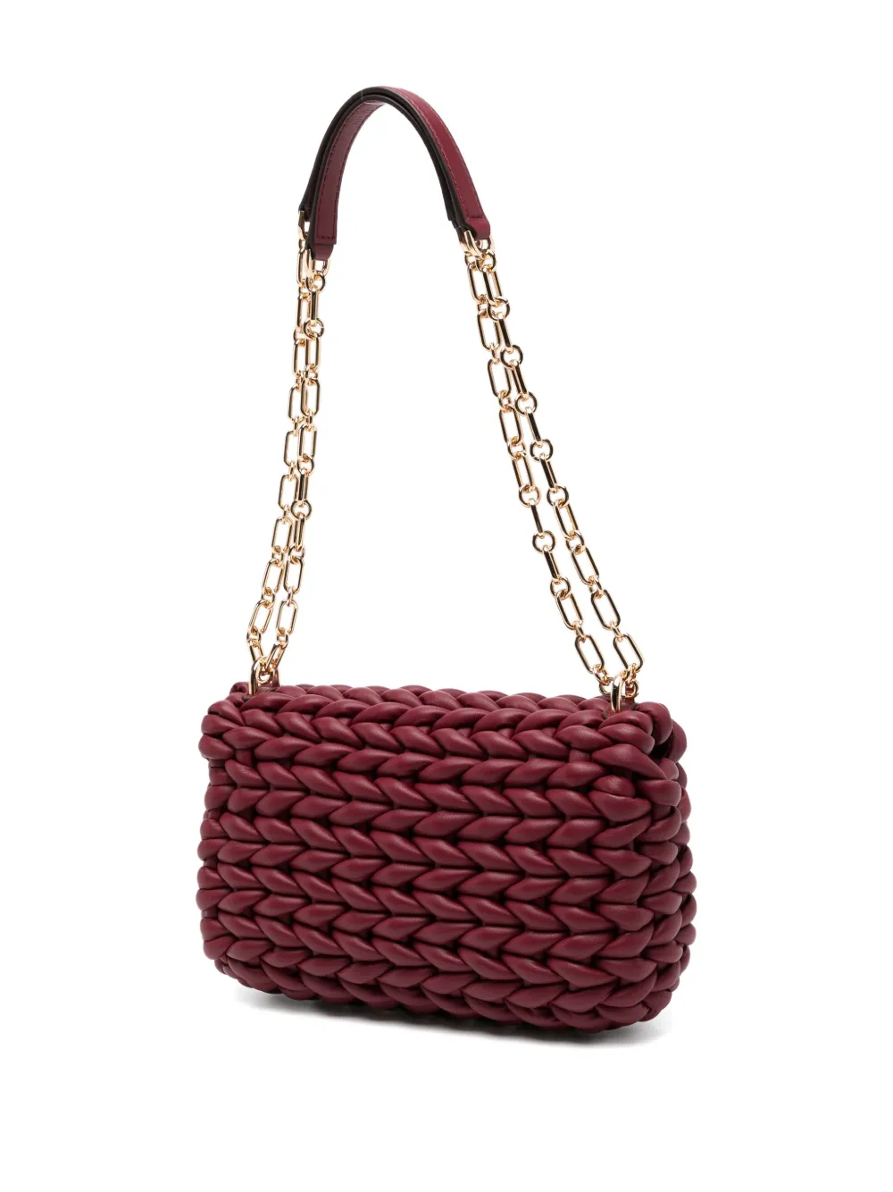 Michael Kors Large Tribeca Braided Shoulder Bag In Red