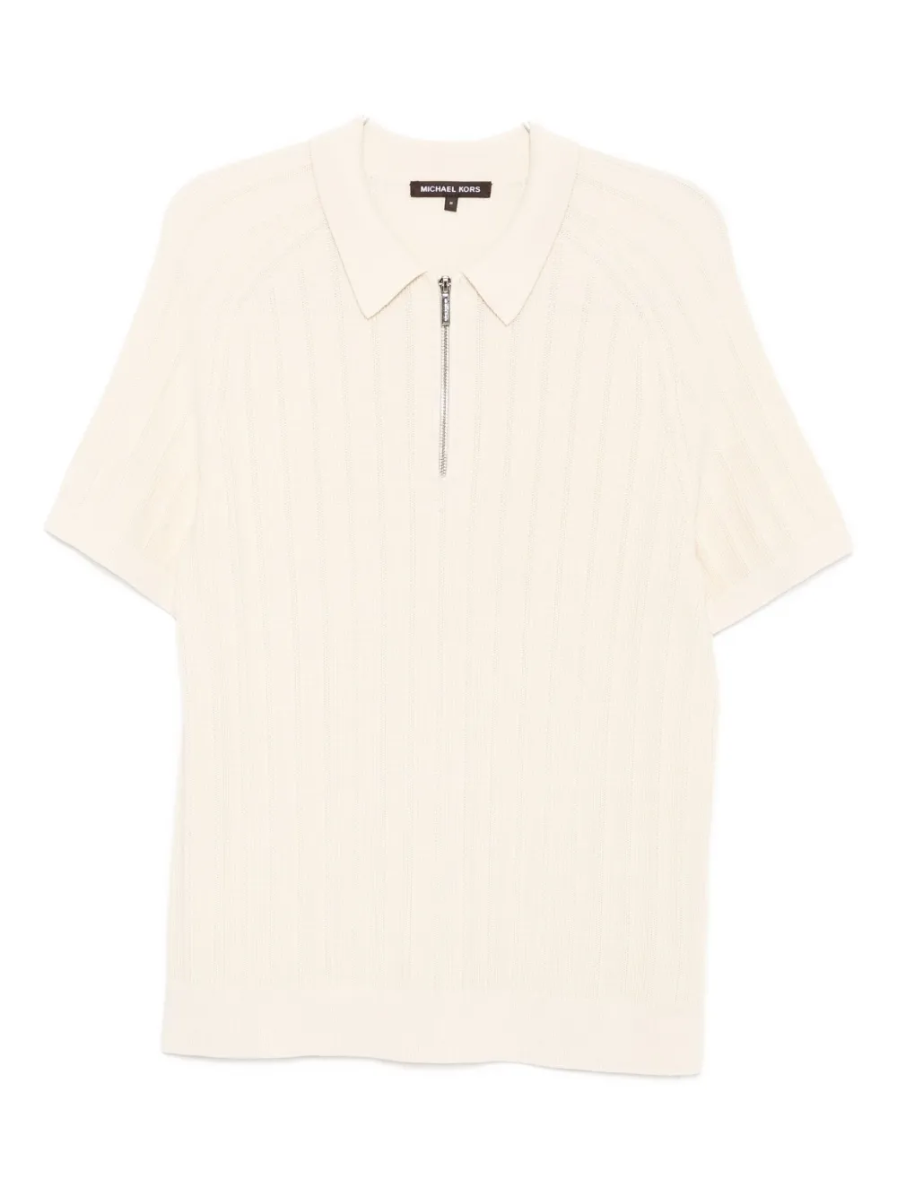 cotton knit zip polo shirt