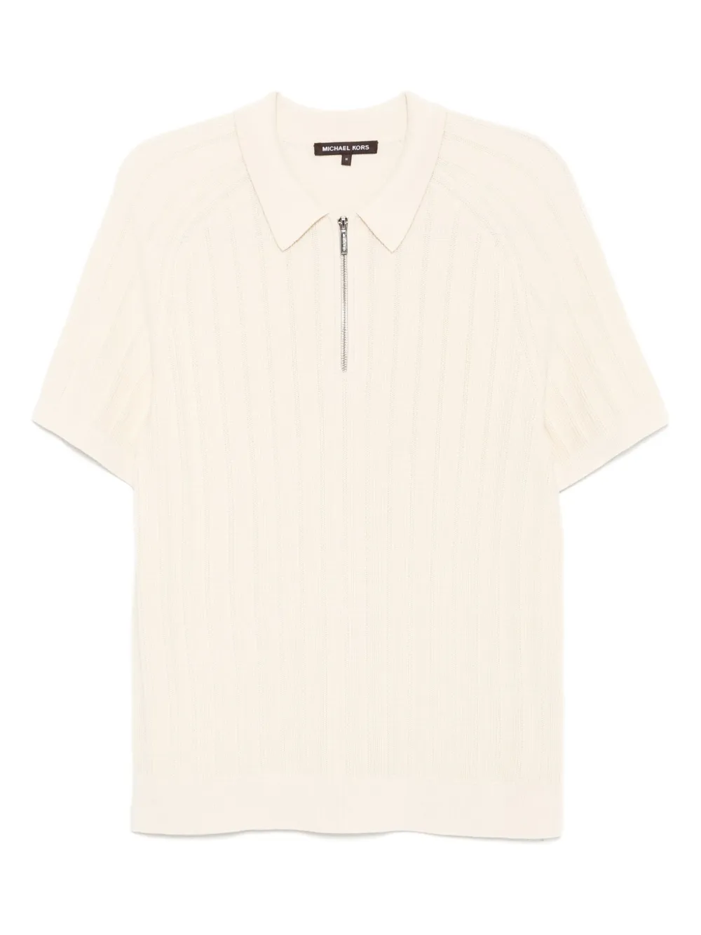 cotton knit zip polo shirt