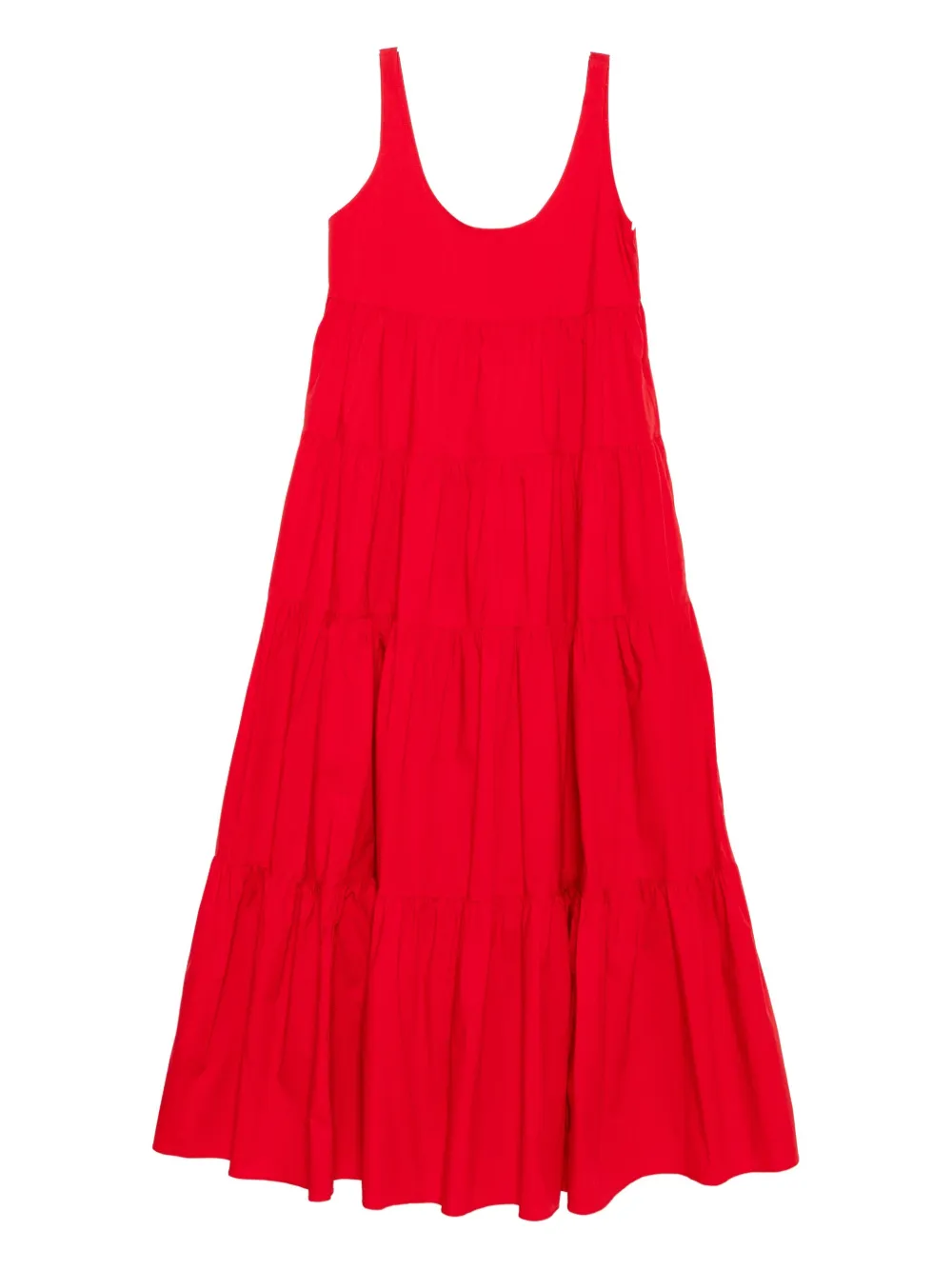 stretch cotton tiered dress