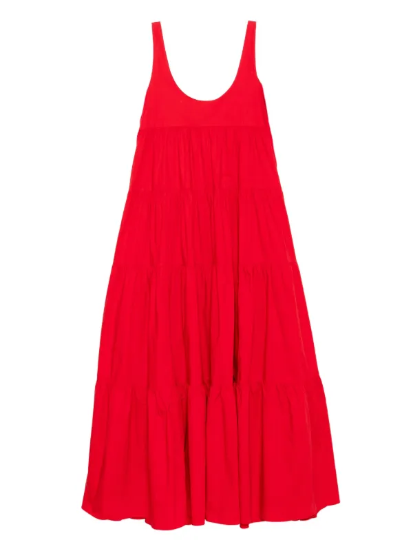 Michael Kors Stretch Cotton Tiered Dress Red FARFETCH PH