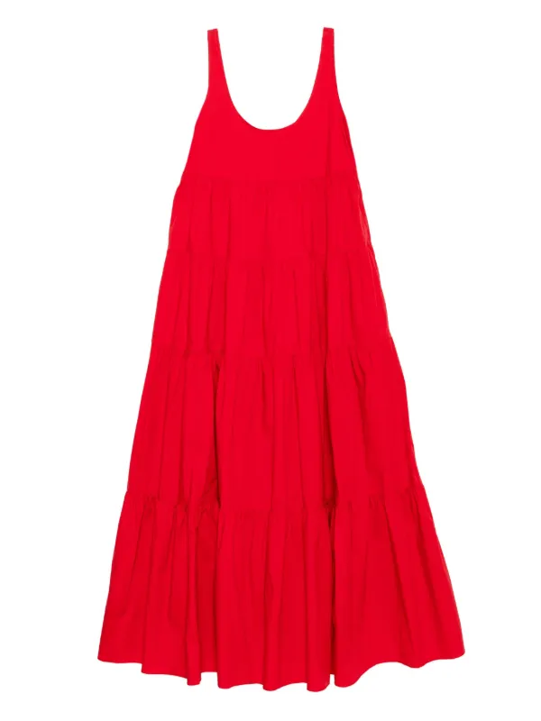 Michael Kors Stretch Cotton Tiered Dress Red FARFETCH UK - Main Image