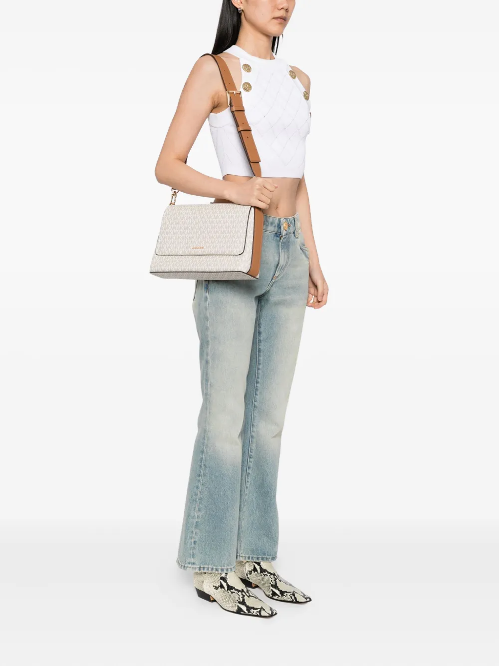 Michael Kors large Nessa shoulder bag - Beige