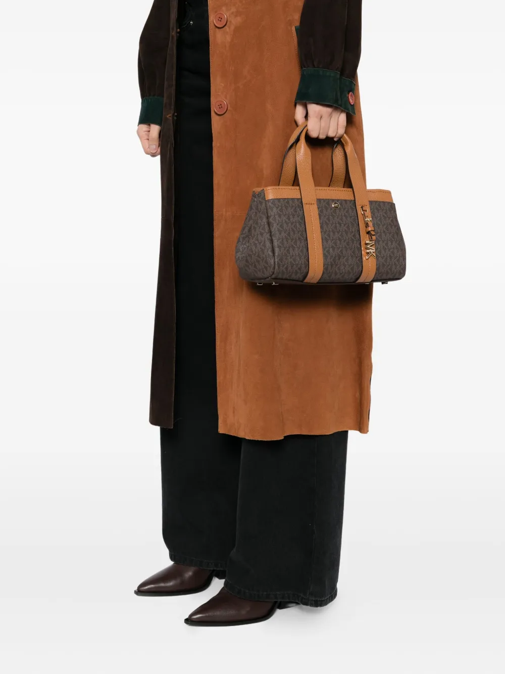 Michael Kors Kleine Romee Signature Logo tas Bruin