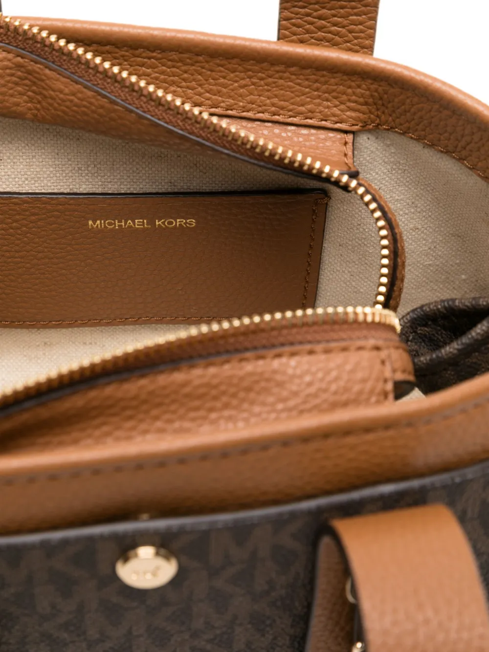 Michael Kors Kleine Romee Signature Logo tas Bruin