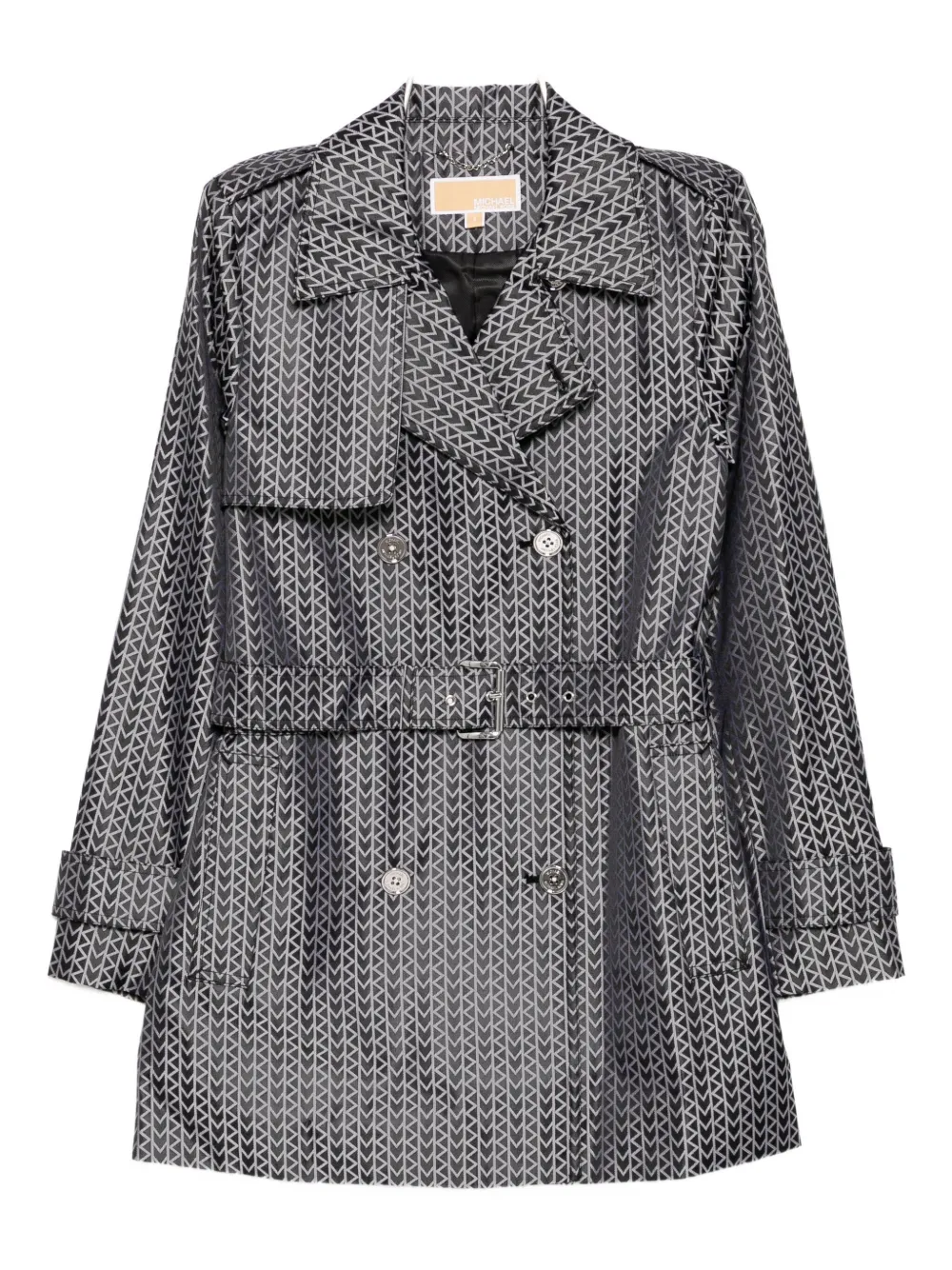 Michael Kors Mk2000 Jacquard-logo Trench Coat In Black