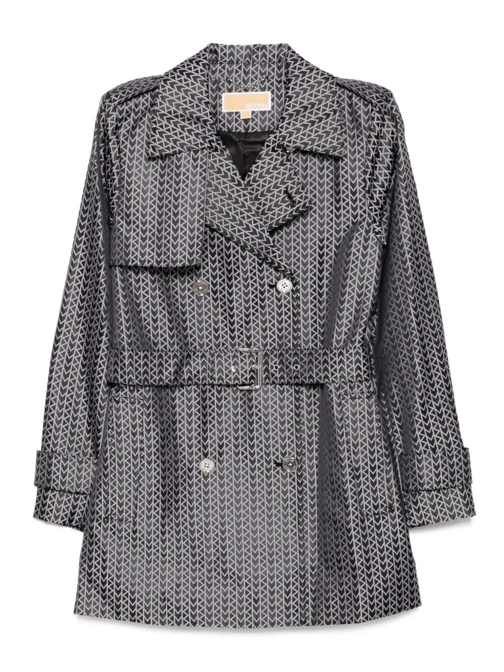 Michael Kors MK2000 jacquard-logo trench coat Zwart