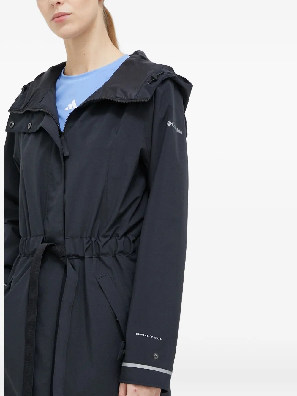 Columbia Here And There Ii Hooded Belted Jacket In Blue