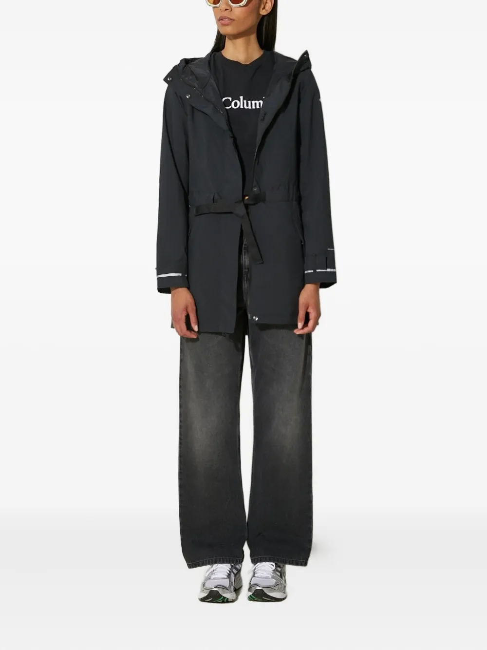 Columbia Here And There Ii Hooded Belted Jacket In Blue