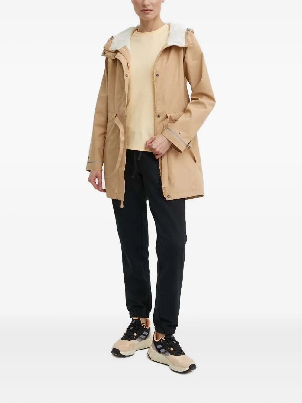 Columbia Jas met capuchon en ceintuur Beige