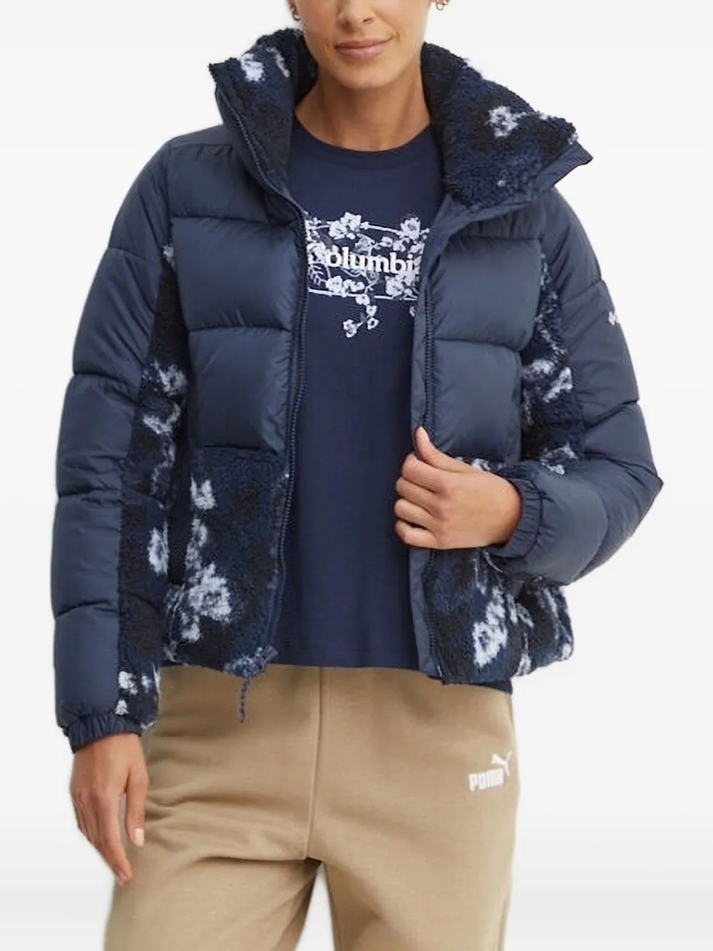 Columbia Floral-print Padded Jacket In Blue