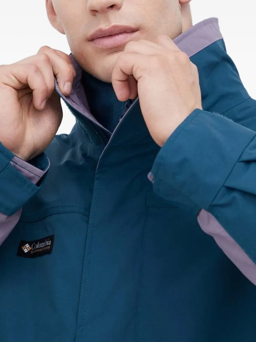 Columbia colour-blocked zip-up jacket Blauw