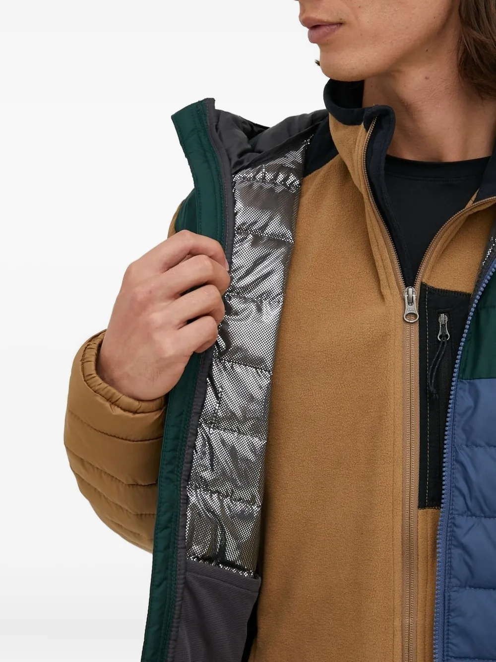 Columbia hooded colour-block quilted jacket Blauw