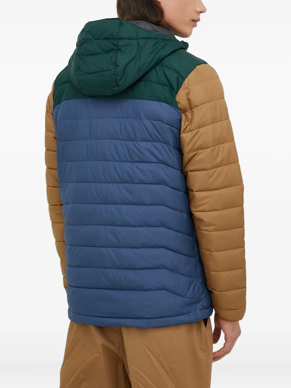 Columbia hooded colour-block quilted jacket Blauw