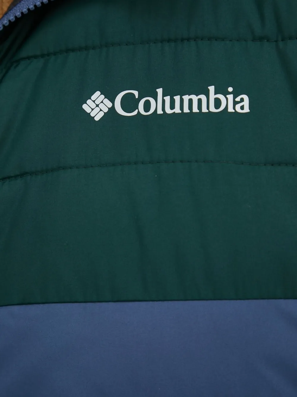 Columbia hooded colour-block quilted jacket Blauw