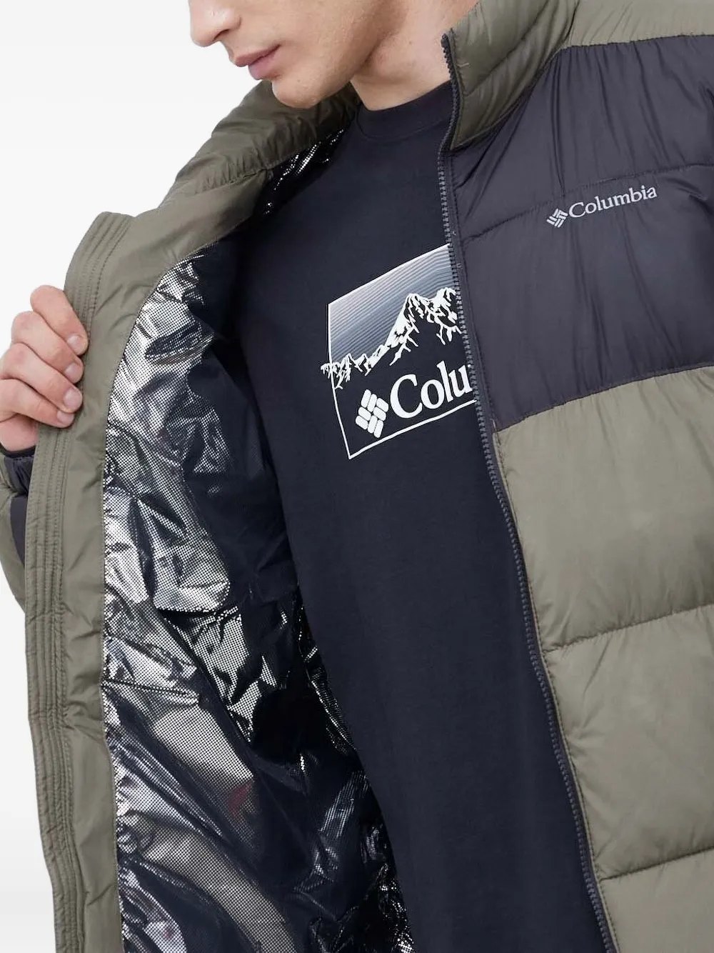 Columbia Donsjack met colourblocking Groen
