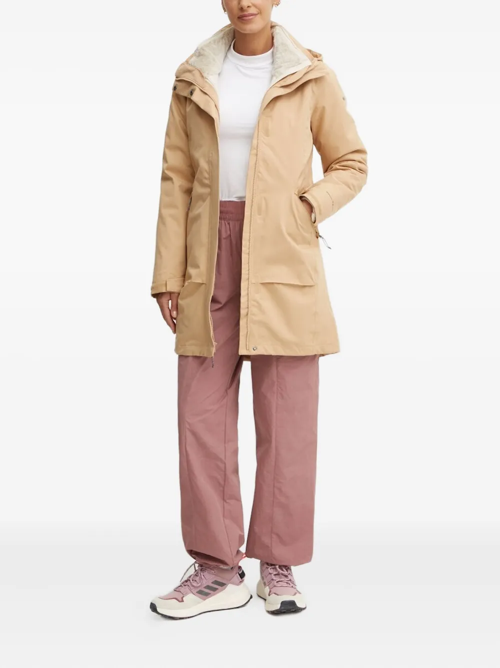 Columbia Hooded Double-layered Puffer Jacket In Neutral