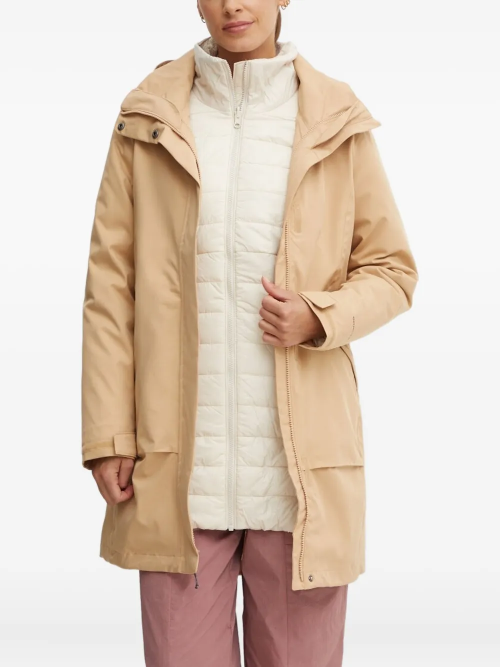 Columbia Hooded Double-layered Puffer Jacket In Neutral