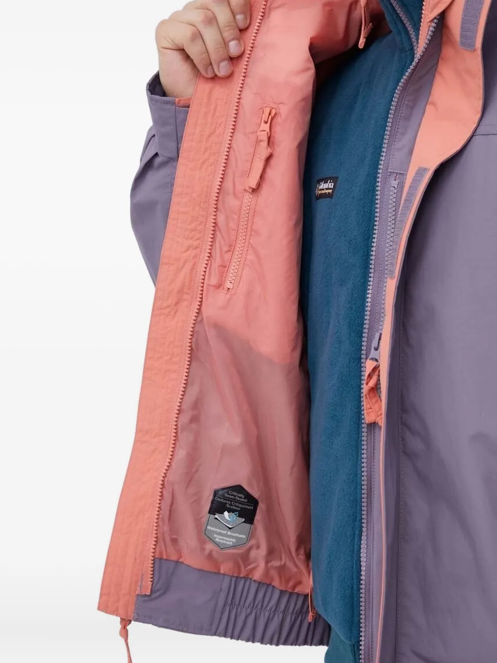 Columbia two-tone panelled jacket Paars