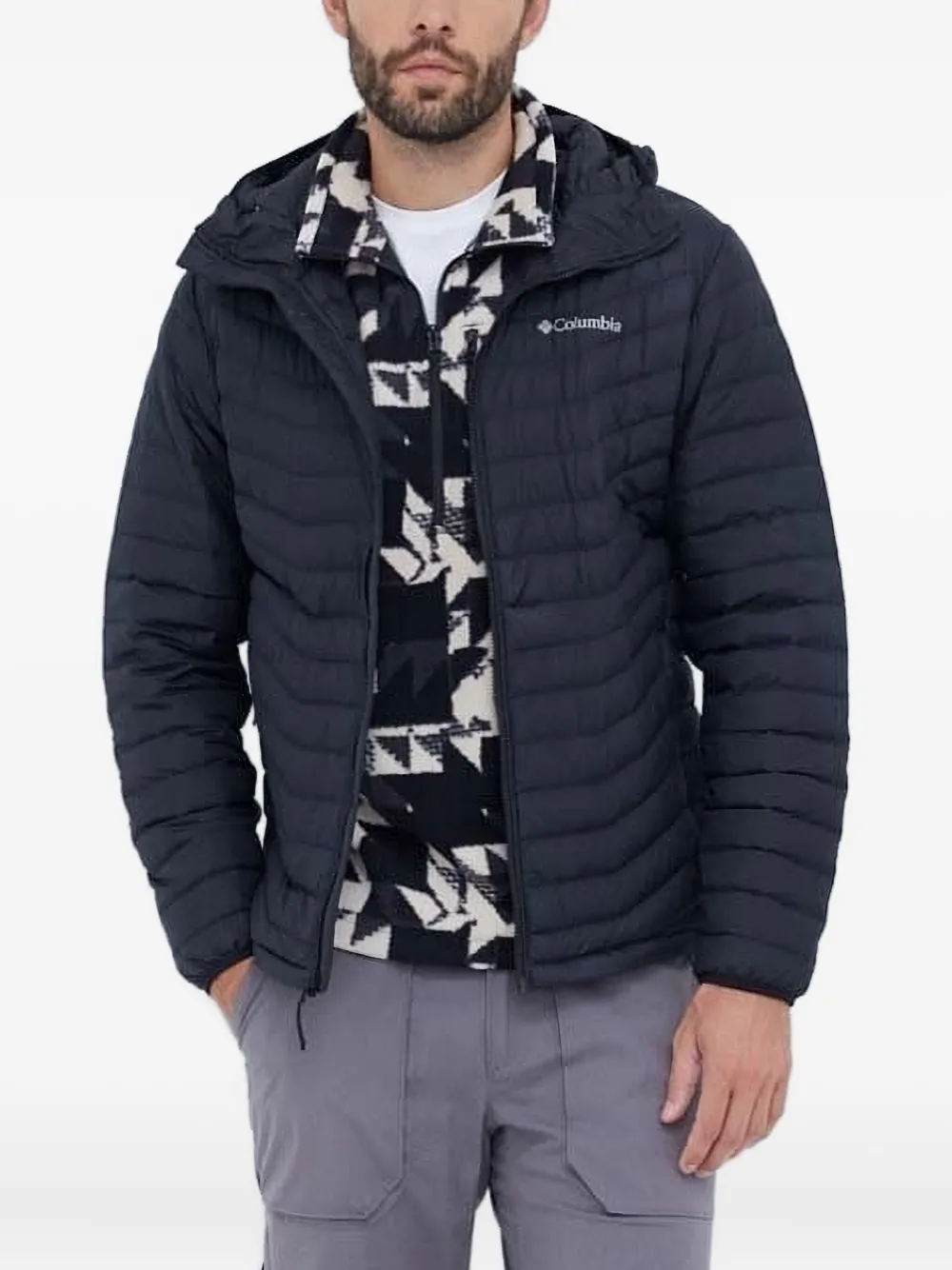 Columbia Gewatteerd jack met logoprint Blauw